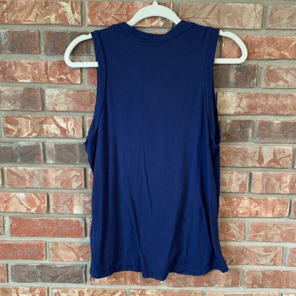 Nike Ace Logo Red Label Navy Blue Men's Small Athletic Cut Swoosh Tank Top EUC - Picture 2 of 8